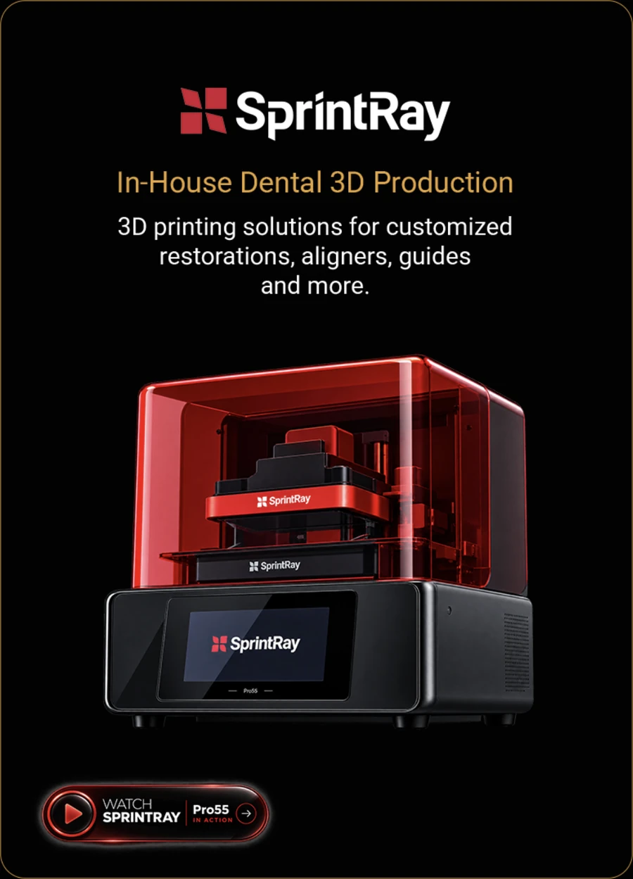 SprintRay in-house dental 3D production: 3D printing solutions for customized restorations, aligners, guides and more.